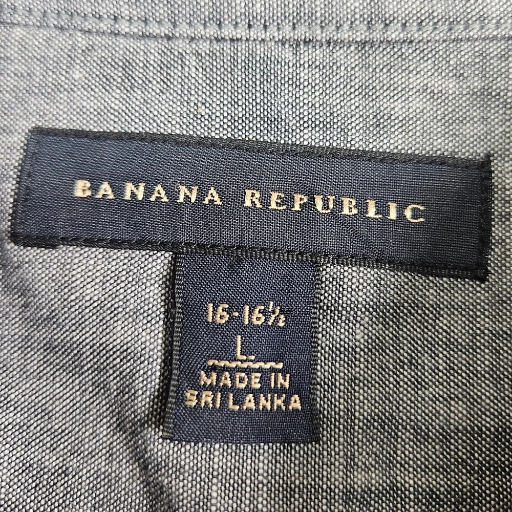 Men's Banana Republic Gray Cotton Long Sleeve Button Down Shirt L‎ Preppy Office